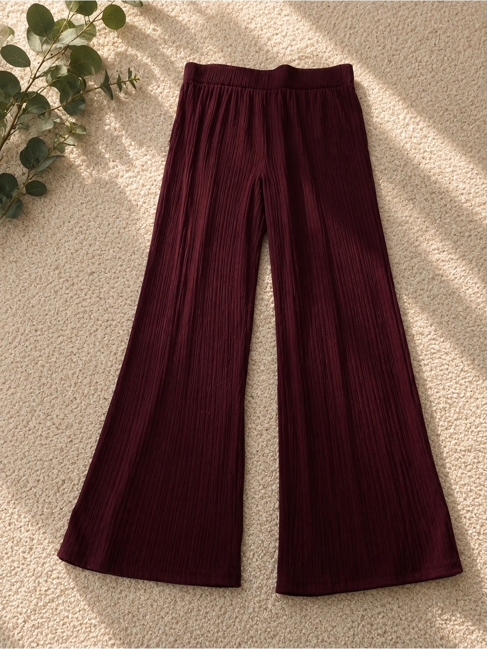 Tommy Hilfiger Ribbed Sleepwear Top in Burgundy - Picture 1 of 4
